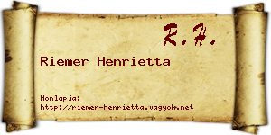 Riemer Henrietta névjegykártya